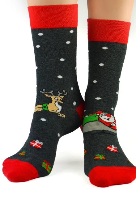 Dámské ponožky SB060 Xmas - Tmavě šedá