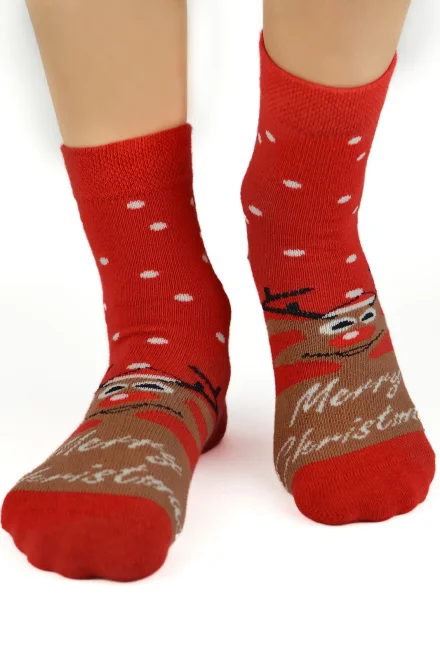 Dámské vanoční ponožky SB060 - Xmas - Červená