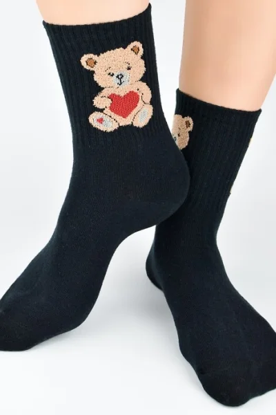 Dámské ponožky SB 150 - medvídek - Černá