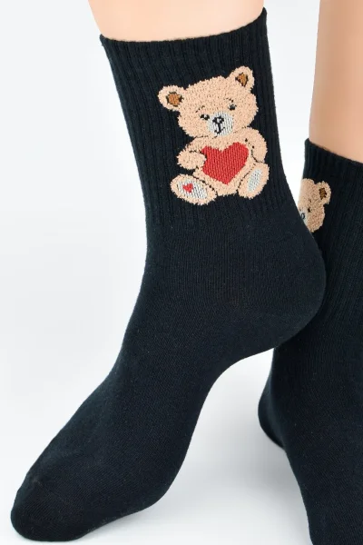 Dámské ponožky SB 150 - medvídek - Černá