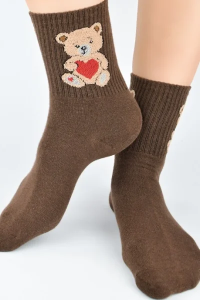 Dámské ponožky SB 150 - medvídek - Hnědá