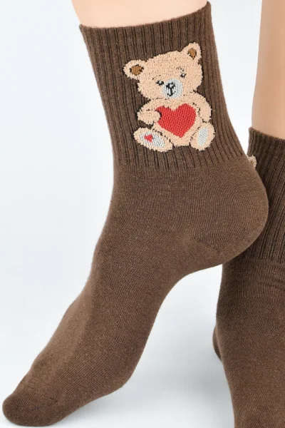Dámské ponožky SB 150 - medvídek - Hnědá