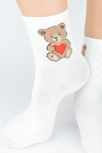 Dámské ponožky SB 150 - medvídek - Ecru