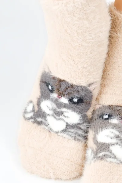 Dámské ponožky SP010 - kočička - Béžová