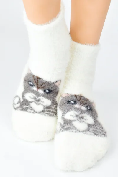 Dámské ponožky SP010 - kočička - Ecru