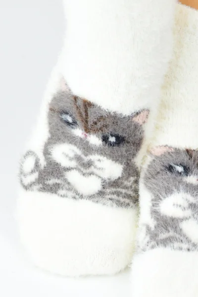 Dámské ponožky SP010 - kočička - Ecru