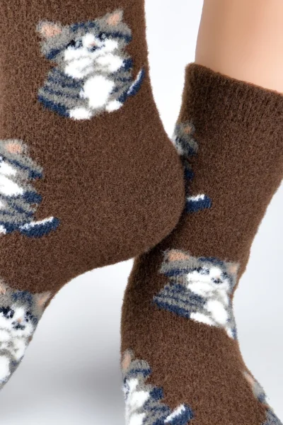 Dámské ponožky SP015 - kotě - Béžová