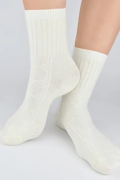 Dámské ponožky SB142 - žakárové - Ecru