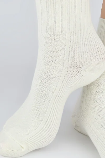 Dámské ponožky SB142 - žakárové - Ecru