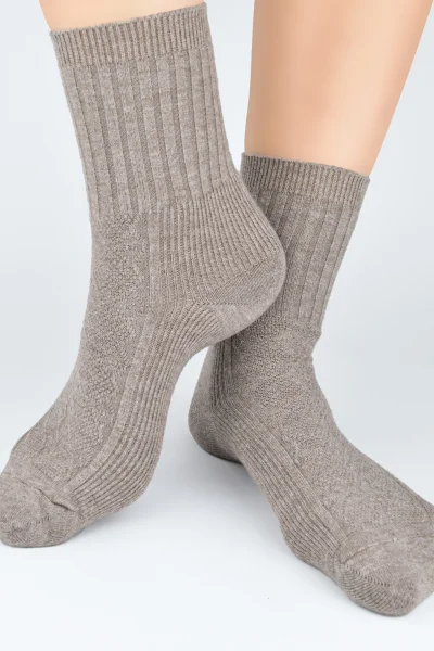 Dámské ponožky SB142 - žakárové - Světle hnědá