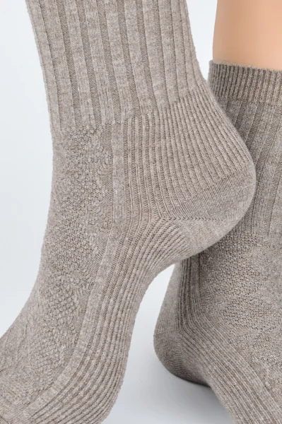 Dámské ponožky SB142 - žakárové - Světle hnědá