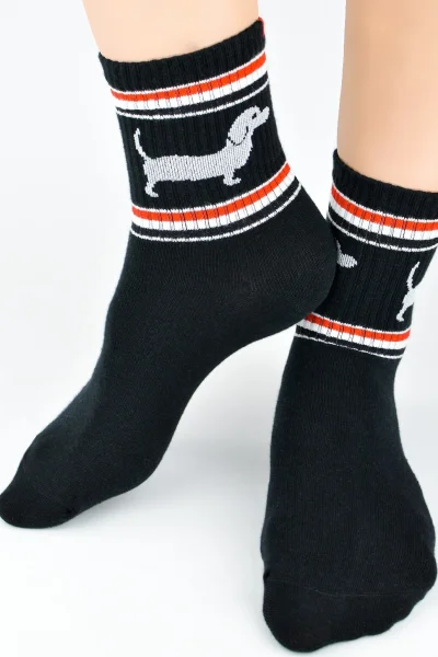 Dámské ponožky SB153 - jezevčík - Černá