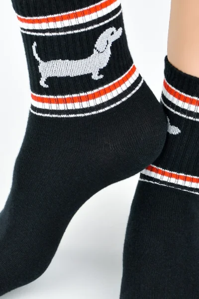 Dámské ponožky SB153 - jezevčík - Černá