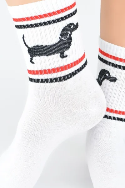 Dámské ponožky SB153 - jezevčík - Bílá