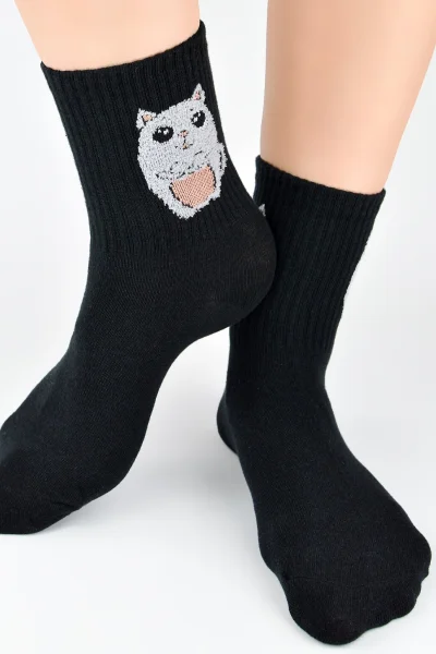 Dámské ponožky SB151 - myška - Černá