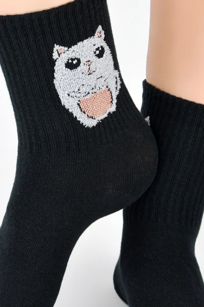 Dámské ponožky SB151 - myška - Černá