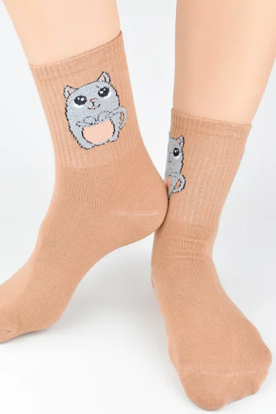 Dámské ponožky SB151 - myška - Světle hnědá