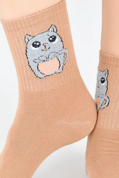 Dámské ponožky SB151 - myška - Světle hnědá