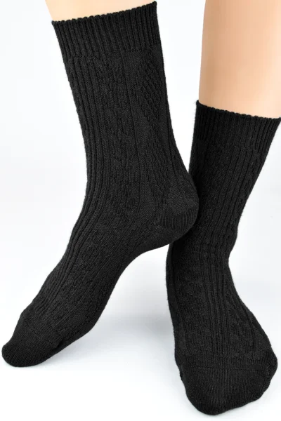 Dámské ponožky SW026 - copánkový vzor - Černá