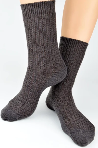 Dámské ponožky SW027 - proužek - Tmavě hnědá