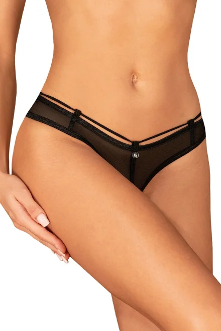 Tanga Roxelia Crotchless - otevřený klín - Černá