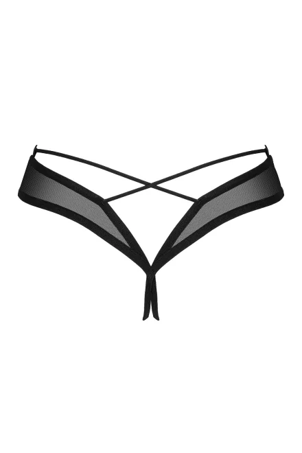 Tanga Roxelia Crotchless - otevřený klín - Černá