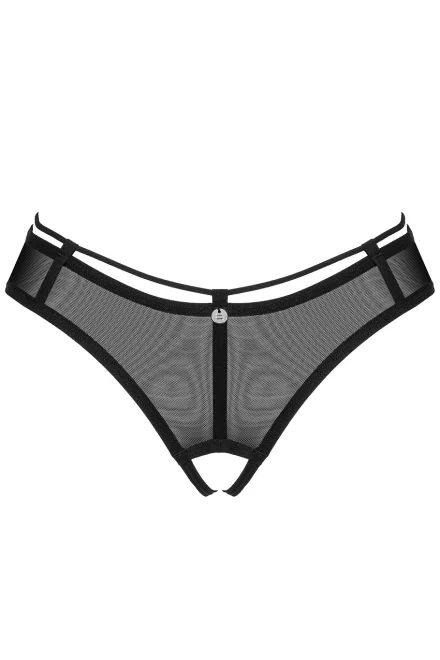 Tanga Roxelia Crotchless - otevřený klín - Černá