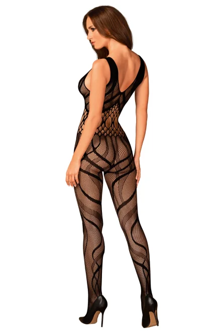 Bodystocking G328 - otevřený klín - Černá