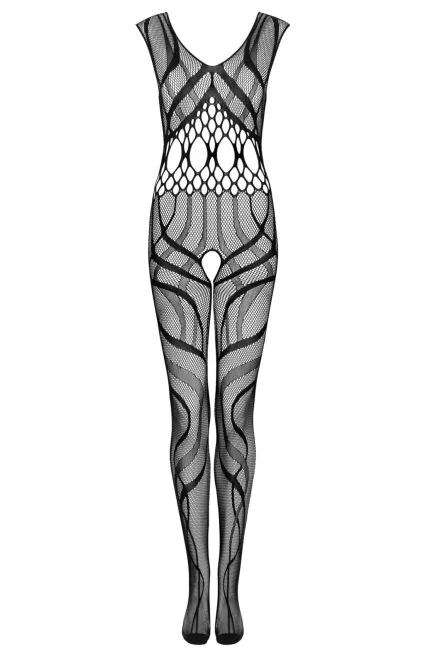 Bodystocking G328 - otevřený klín - Černá