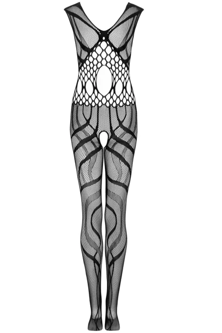 Bodystocking G328 - otevřený klín - Černá