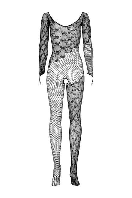 Bodystocking F210 - otevřený klín - Černá