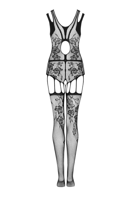 Bodystocking F239 - otevřený klín - Černá