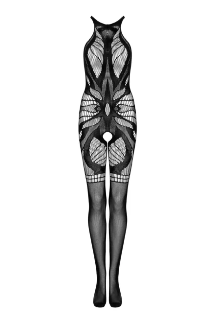 Bodystocking G331 - otevřený klín - Černá