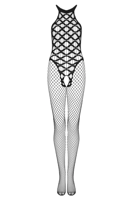 Bodystocking G332 - otevřený klín - Černá