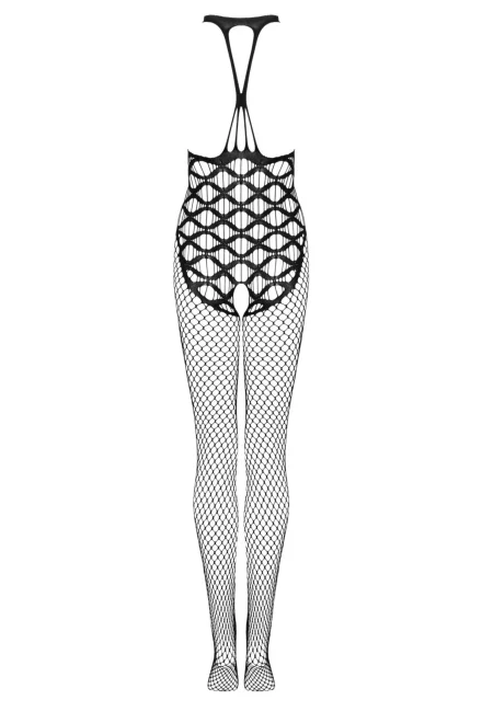 Bodystocking G332 - otevřený klín - Černá