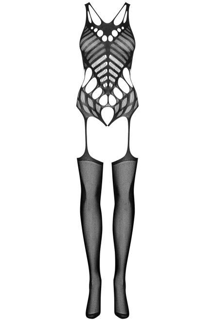 Bodystocking G139 - otevřený klín - Černá