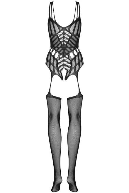 Bodystocking G139 - otevřený klín - Černá