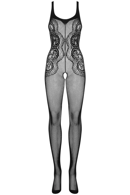 Bodystocking G335 - otevřený klín - Černá