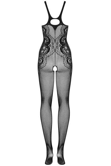 Bodystocking G335 - otevřený klín - Černá