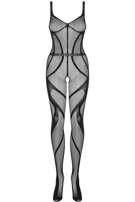 Bodystocking G336 - otevřený klín - Černá