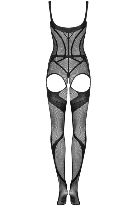 Bodystocking G336 - otevřený klín - Černá