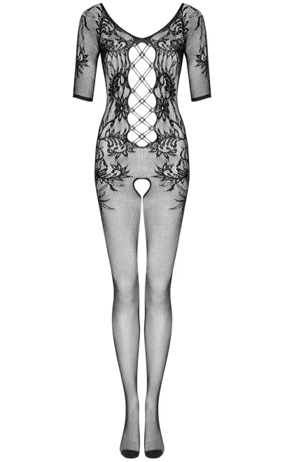 Bodystocking F238 - otevřený klín - Černá