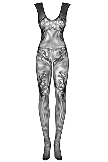 Bodystocking F241 - otevřený klín - Černá