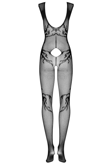Bodystocking F241 - otevřený klín - Černá