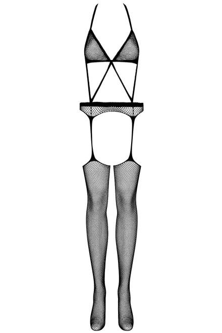 Bodystocking N108 - 2v1 - Černá