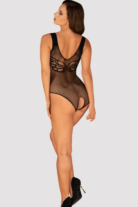Sexy body B134 Teddy - otevřený klín - Černá