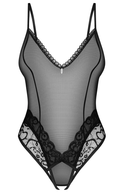 Sexy body Blomentis Teddy - otevřený klín - Černá