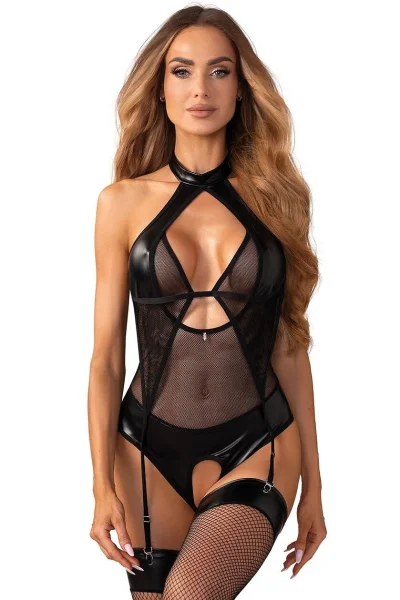 Sexy body Dominna - otevřený klín - Černá