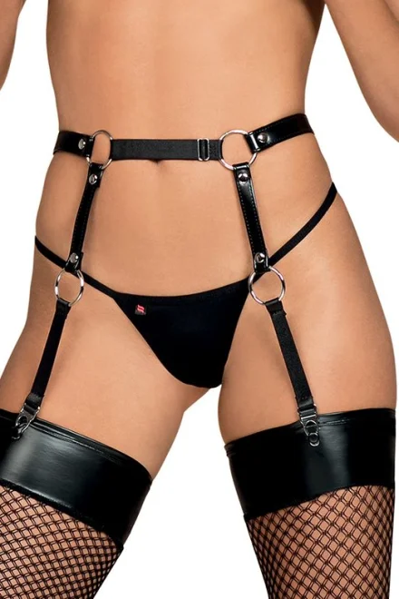 Erotický podvázkový pás A741 Garter belt - Černá