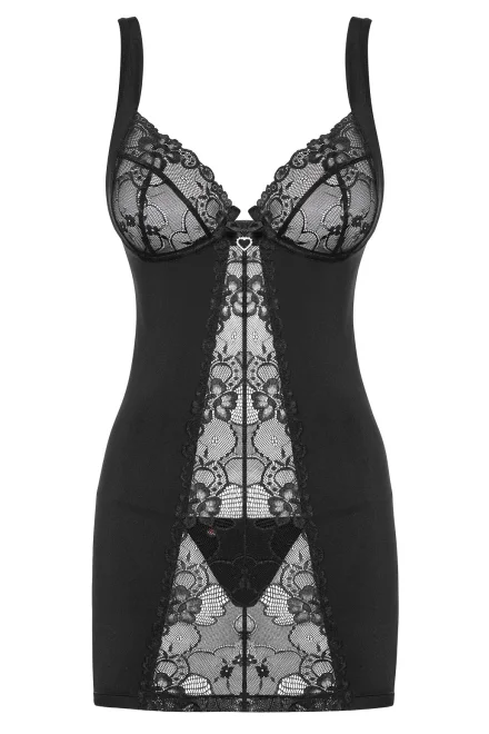 Sexy košilka Heartina Chemise - Černá